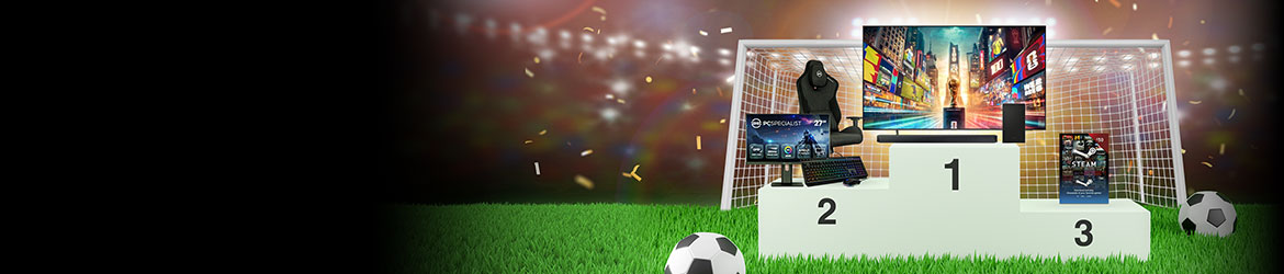 Segna alla grande alla Coppa del Mondo PCSpecialist ti offre l'opportunità di vincere uno tra tre premi appena in tempo per il calcio d'inizio.